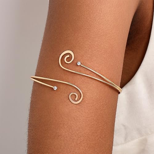 Image of Long tiantian Gold Arm Cuff Upper Arm Armband Greek Goddess Costume Jewelry