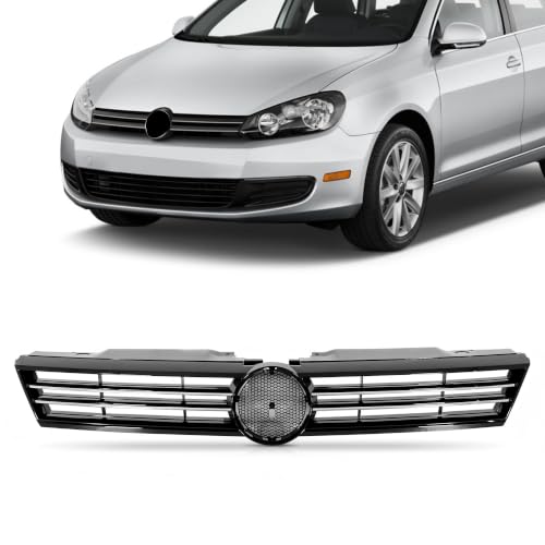 Tyrigion Front Grill Upper Black Chrome Grille For 2011 2012 2013 2014 Volkswagen Jetta 5C6853651A