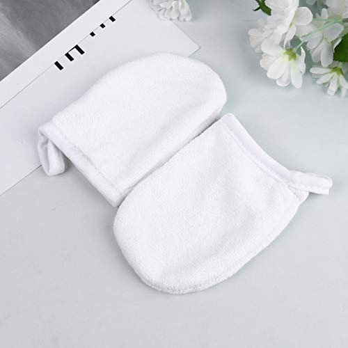 Lurrose 3Pcs Microfiber Face Cleansing Gloves Makeup Remover Face Cleansing Towel Cloth Spa Mitts Soft Washing Tool For Women Ladies Students White #TOP1