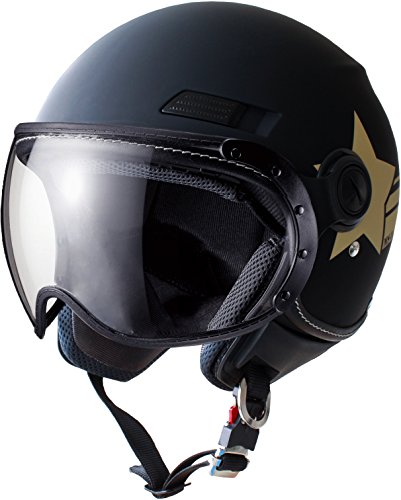 マルシン バイクヘルメット ジェット SAFIT MS-340 アーミースター マットブラック Lサイズ  340S3L