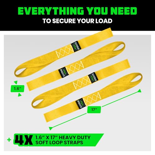 image for Rhino USA Soft Loop Tie Down Straps (4-Pack) - 1.6 Inch x 17 Inch (5,0