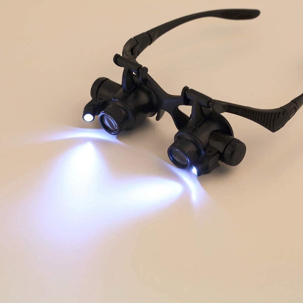 10X 15X 20X 25X LED Vergrootglas Verlicht Dubbel Oog Glas Juwelier Loupe Reparatie Hoofdband Vergroten Voor Horloge Merk