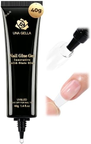 UNA GELLA Gel Nail Glue, Solid Nails Gl ue Gel 40g Lamp Curing Needed Soak Off G LUE Strong Nail G LUE G el for Acrylic Fake Nails Tips Extension Press On Nails for Gelly Tips