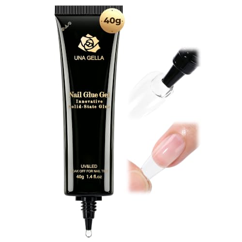 UNA GELLA Gel Nail Glue, Solid Nails Gl ue Gel 40g Lamp Curing Needed Soak Off G LUE Strong Nail G...