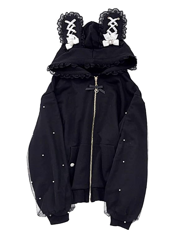 Amazon.co.jp: [Dokuichigo] うさ耳パーカー 地雷系 ロリータ