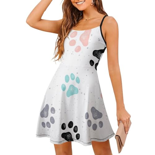Robe d'été légère sans manches anti-chaleur à imprimé chien fun