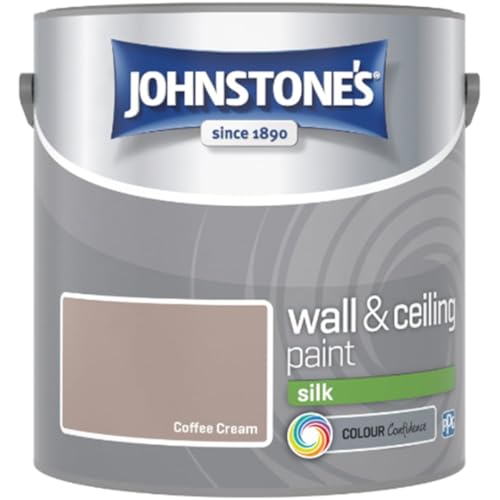 Coffee Cream Johnstone’s Wall & Ceiling Silk Paint 2.5L – Smooth Silk Finish, Excellent Coverage, Quick Dry, Low Odour Interior Paint for Walls & Ceilings