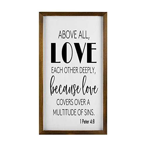 Panneau en bois Above All Love Each Other Deeply pour célébrer l'amour en famille