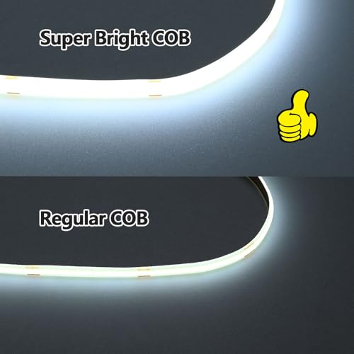 Image of GOMING 24V Super Bright COB LED Strip Cool White 6000K IP65 Waterproof | 16.4ft(5M) 621LM /FT 14.5W /M CRI 93+ High Density 480LED /M LED Tape Lights for DIY Home Decor(Power Supply not Included)