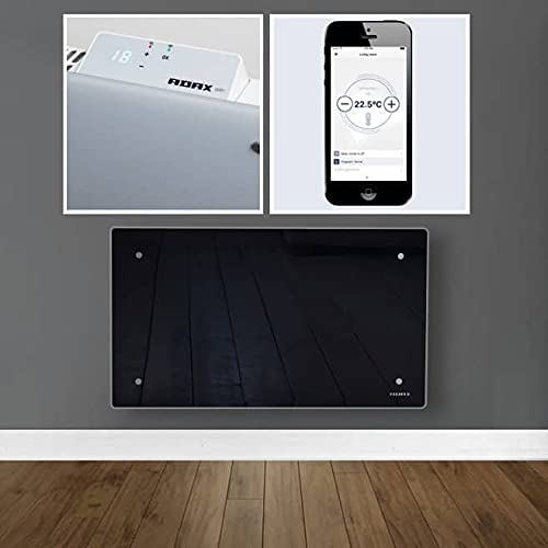 ADAX Clea WIFI Smart Electric Panel Heater, Wall Mounted With Timer, Glass Convector Radiator. LOT 20 / ErP Compliant, Made In Europe, Black, 800W