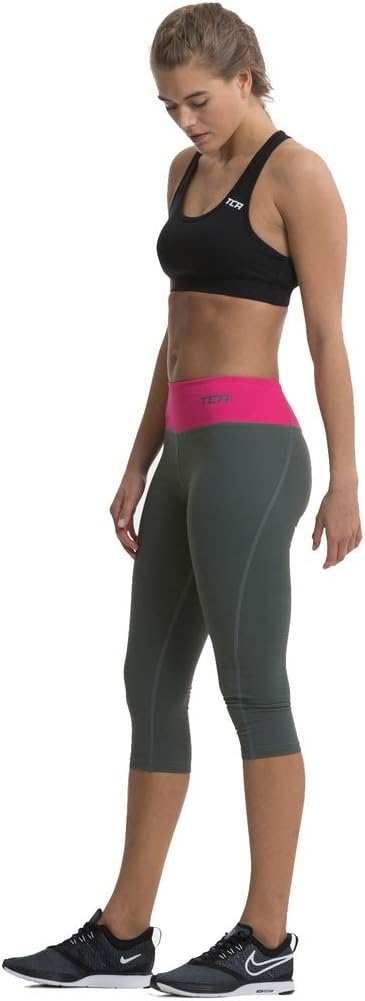 TCA Women's Pro Performance, Smallupreme Running Capri Tights/Leggings - Castlerock/Cabaret, Small