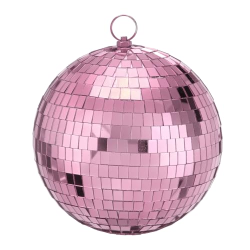 sourcing map Bola de espejo de discoteca, bolas de discoteca colgantes de 8 pulgadas con anillo colgante para fiesta, baile, boda, escenario, festival, Navidad, club, decoración del hogar, color rosa