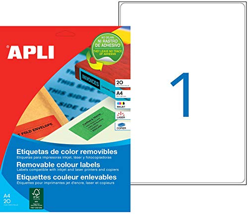 Étiquettes couleur enlevable Apli grand format jaune repositionnables sans traces