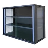 地球家具 食器棚 幅60cm スリム ガラス扉 引き戸 コンパクト 薄型 高さ41cm 一人暮らし キッチン 収納隙間 収納 すきま シンプル 可動棚 組立品 ブラック