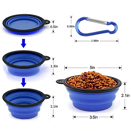 Faltbarer Hundenapf, Tragbarer Wassernapf mit Karabiner für Hunde, Katzen und Haustiere (S 350ml, Blau)