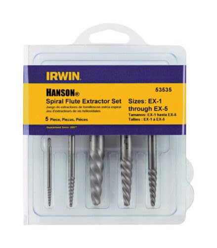 Replacement For Compatible With Irwin 53535 Hanson 19/64 in S Carbon Steel Spiral Screw Extractor Set 7 in. 5 pc