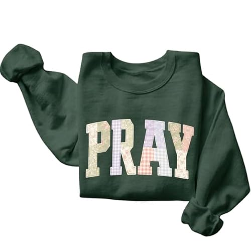 FITIN Unisex Pray Patchwork Letter Sweatshirt Soft Neutral Christian Faith