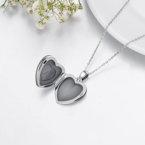 Bethza Diamond Heart Locket Necklace That Holds Pictures Paw Print Pendant Necklaces Sterling Silver Personalized Photos Lockets Jewelry Gifts For Women Dog Cat Pet Lovers(Only Locket) #TOP3
