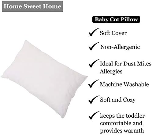 Home Sweet Home UK Luxury Anti Allergy Cot Pillow Comfy 40 x 60 cm Super Support & Deep Sleep