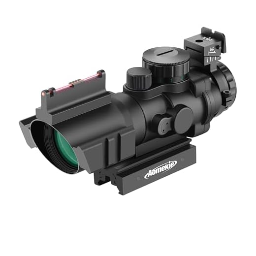 AOMEKIE Zielfernrohr 4x32mm mit Fiberoptic und 22mm Schiene Airsoft Red Dot Visier Sight Leuchtpunktvisier Rotpunktvisier für Jagd Softair und Armbrust