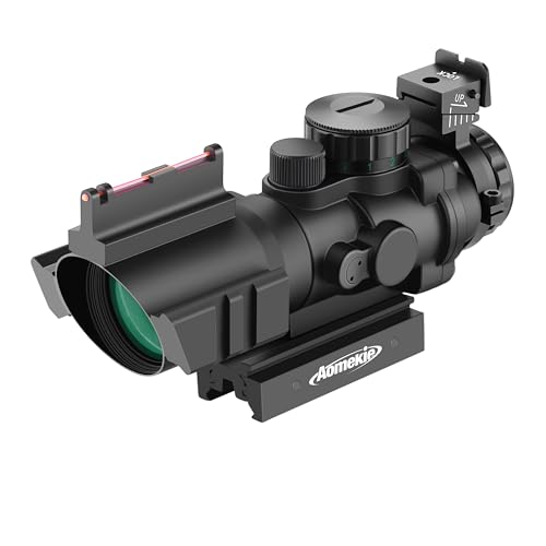 AOMEKIE Zielfernrohr 4x32mm mit Fiberoptic und 22mm Schiene Airsoft Red Dot Visier Sight...