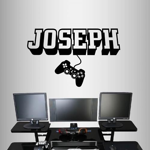 Wall Vinyl Decal Home Decor Art Sticker 3D Personalized Name Boy Girl Gamer Controller Video Game Studio Teen Nursery Play Room Removable Stylish Mural Unique Design 2443