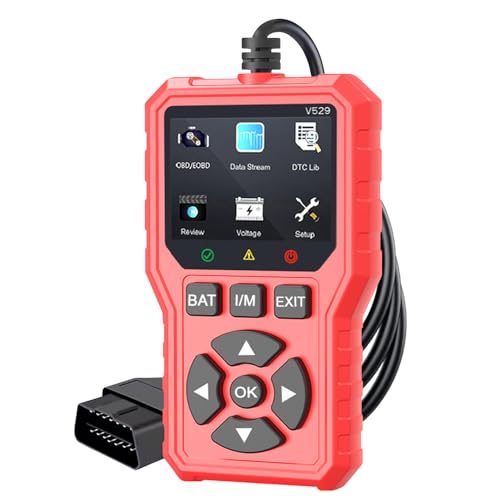 EAFCar Wired Car OBD2 Scanner,Plug and Play Code Reader, Engine Fault Code Reader Scanner CAN Diagnostic Scan Tool with Live Data Stream, Code Reader and Battery Test, Black and Red