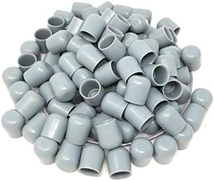 Folding Chair Leg Caps (100 Pack) 7/8" Non-Marring Furniture Glides Help Protect Floors and Property - Easy to Install, Great for Replacements or Repairs - Premium Heavy-Duty Plastic (Grey)