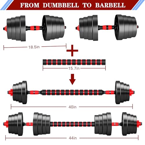 Image of Adjustable Dumbbell Sets Barbell 2 in 1 Weight Pair Home Fitness Free Weight Equipment Anti-Slip Handle with Connector,Lifting Dumbells for Body Workout Home Gym,Delivery Within 7 Days