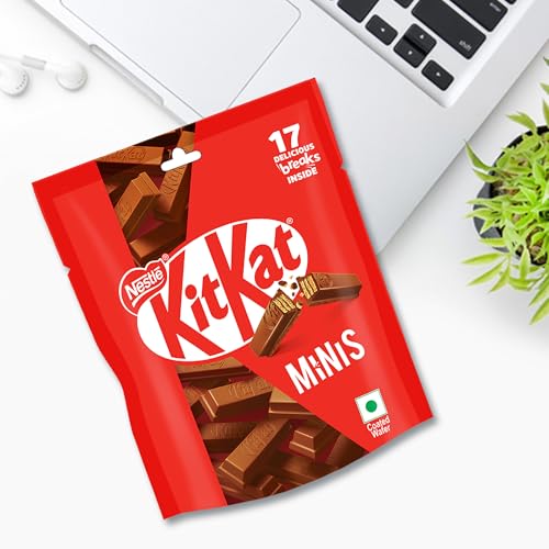 Image of KIT KAT Minis, Choco Coated Wafer Bar, Share Bag, Miniature Pouch, 16 X 7.4 gm | 118.4 g (Pack of 3)