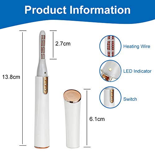 Heated Eyelash Curler,Mini Eyelash Curler, Eyelash Curler, Hot Eyelash Curler, Electric Eyelash Curler,Fast Heating Up Long Lasting Safe White Eyelash Curler