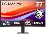 Moniteur incurvé LG FHD (27U421A) - 27 po FHD (1920x1080), 100Hz, sRGB 99%, USB-C, Mode lecteur, Protection contre le scintillement, Synchronisation dynamique de l'action, Stabilisateur noir, Confort oculaire, Sans bordure sur 3 côtés, Inclinaison réglable