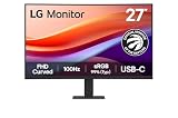 LG FHD Curved Monitor (27U421A) - 27” FHD (1920x1080), 100Hz, sRGB 99%, USB-C, Reader Mode, Flicker Safe, Dynamic Action Sync, Black Stabilizer, Eye Comfort, 3-Side Borderless, Tilt Adjustable