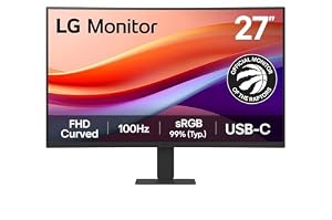 LG 27U421A-B 27-inch Full HD (1920 x 1080) Curved Computer Monitor, 100Hz, 5ms, HDR10, 3-Side Borderless, Switch, HDMI, USB Type-C 15W PD, Tilt Slim Stand, Black (Renewed)