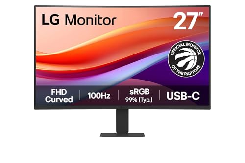 LG 27U421A-B 27-inch Full HD (1920 x 1080) Curved Computer Monitor 100Hz 5ms HDR10 3-Side Borderless Switch HDMI USB Type-C 15W PD Tilt Slim Stand Black (Renewed)