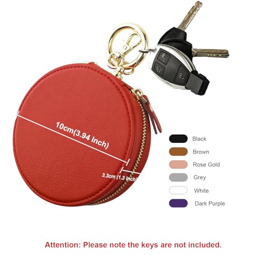 Bocasal Coin Pouch Mini Lipstick Cosmetic Bag with Airtag Holder Mirror, Leather Zipper Travel Makeup Bag Organizer Keychain Ring Clasp for Keys Earbuds Earphone Lip Gloss Chapstick Women Girls (Red) by Bocasal - Used condition - Image 7