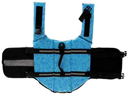 Chezabbey Dog Life Jacket Adjustable Dog Lifevest Swimsuit Safety Vest Apparel Lifesaver Coat For Small Large Cats Puppy Kitty With Handle Reflective For Swimming And Boating Blue Bone Xxs #TOP2