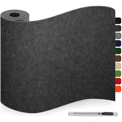 Feltrini Sedie Nero Grigio, Feltro Adesivo Forte, 40x200cm Feltrini per Mobili Pesanti, 3mm de Spessore Moquette Adesiva per Auto, Feltrino Autoadesivo per Sedie, Mobili, DIY, Cornici