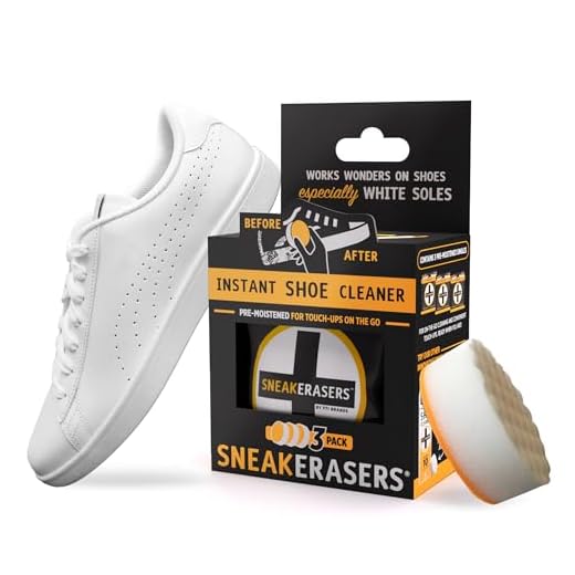 SneakERASERS Instant Sneaker Cleaner Sponge, Effective Shoe Cleaning Kit for White Sneakers, Tennis Shoes - Pre-Moistened, Portable Shoe Cleaner, Perfect for Smooth Soles and Midsoles, 3 Pack