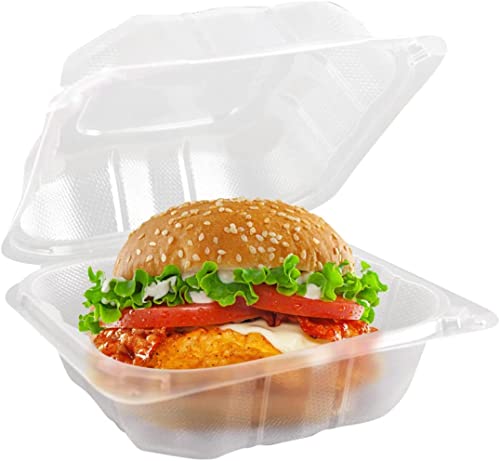 Dodheg 24 Pcs Clear Clamshell Take Out Containers, Plastic Food Container, Disposable Plastic To Go Containers, For Cakes, Hamburger, Etc, 6 X 6 Inch #TOP6