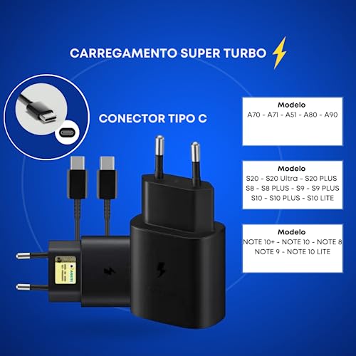 Carregador 25w Original Turbo Super Rápido Para Samsung S10 S20 S21 S22 S23 Plus Note