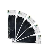 Beutel mit 100 schwarzen Kabelbindern, 4,8 x 200 mm, 100% Nylon 66, robust und langlebig, ideal zum Binden, Organisieren und Befestigen von Gegenständen.