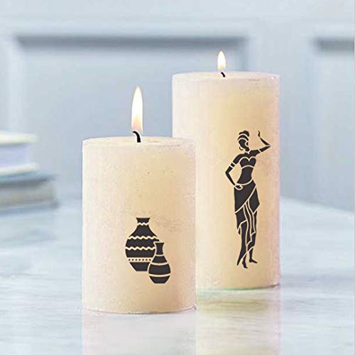 CrafTreat Reusable Tribal Stencils for Painting on Wood, Wall, Tile, Canvas, Paper, Fabric and Floor - Pose with Pot1 and Pose with Pot2-2 Pcs - 6x6 Inches Each - DIY Art and Craft Stencils