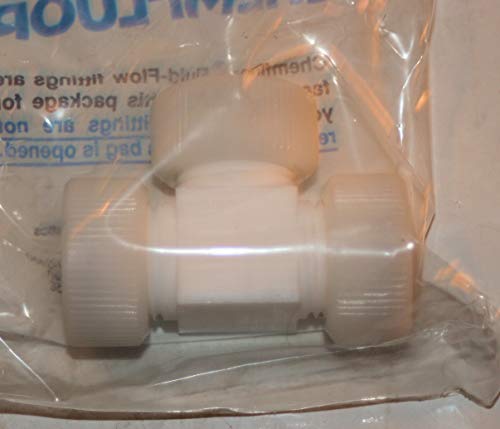 1/2 x 1/2 KEL-F TBG Union Tee Fitting, PTFE, Norton Chemfluor A1071217