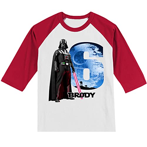 Personalized Star Battles Super Hero Birthday Shirt | Personalized with Name and Age | Unisex 3/4 Sleeve Raglan T-Shirt2