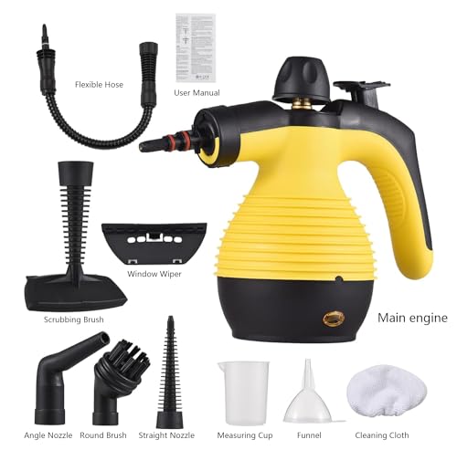 Docreate Handheld Steam Cleaner, Steamer for Cleaning, Multipurpose Portable Steam Cleaners for Home Use with Safety Lock and 9 PCS Accessory Kit to Remove Grime (Yellow) by Docreate - Image 8