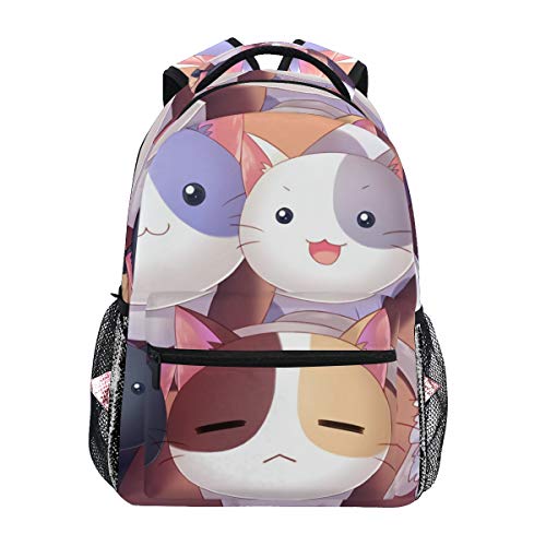 Lindo Gatito Gato Kawaii Mochila Infantiles para Niños Niñas Hombro Mochilas para Portátil