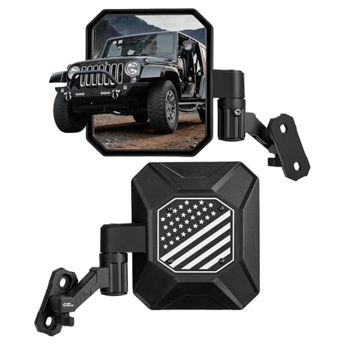 JOYTUTUS Mirrors Doors Off for 1997-2018 Wrangler TJ JK JK Unlimited 9 Oversized Anti-Vibration Side Mirrors with Auto-Fold Breakaway Design Quick Release Base for Off-Road Mirrors