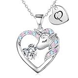 IEFRICH Gifts for Girls - Unicorn Jewelry for Girls 4-6 Q Initial Heart Necklaces for Kids Girl Unicorn Jewelry Gifts for Niece Daughter