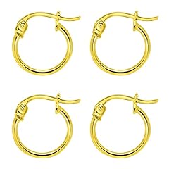 2 Pair 12mm 1/2" Yellow Gold Flashed